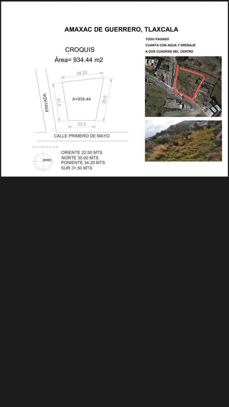 Venta de Terreno en Amaxac de Guerrero 