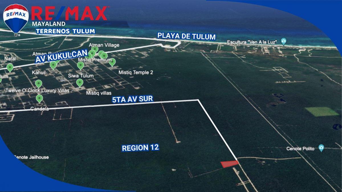  lote de 7558 m2 en region 12 de tulum a 4.5 km de la playa