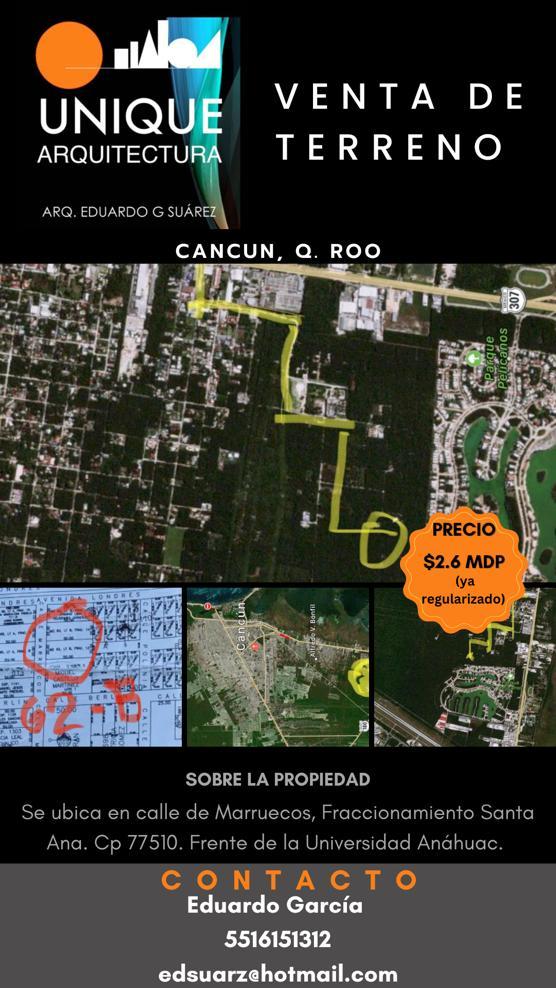 Terreno 2000 m2 Cancún, Q. Roo